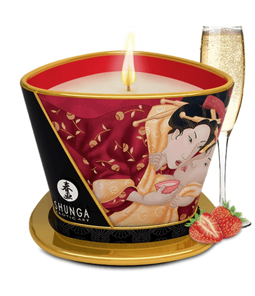 Bougie de massage fraise vin pétillant 170ml - CC824508